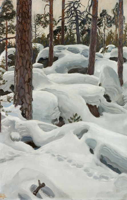 Akseli Gallen-Kallela’s 1906 painting Lynx Cave (Ilveksen luola) was created on Kirppuvuori Hill, located on the opposite shore from Wallila. The hill can still be seen from the windows of Wallila overlooking Lake Suojärvi, offering visitors a view of the very landscape that inspired the artist more than a century ago.
